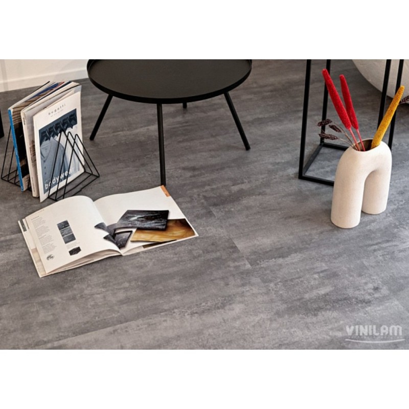 Vinilam - Плитка ПВХ под плитку Vinilam Ceramo Stone Glue Цемент Серый 71616