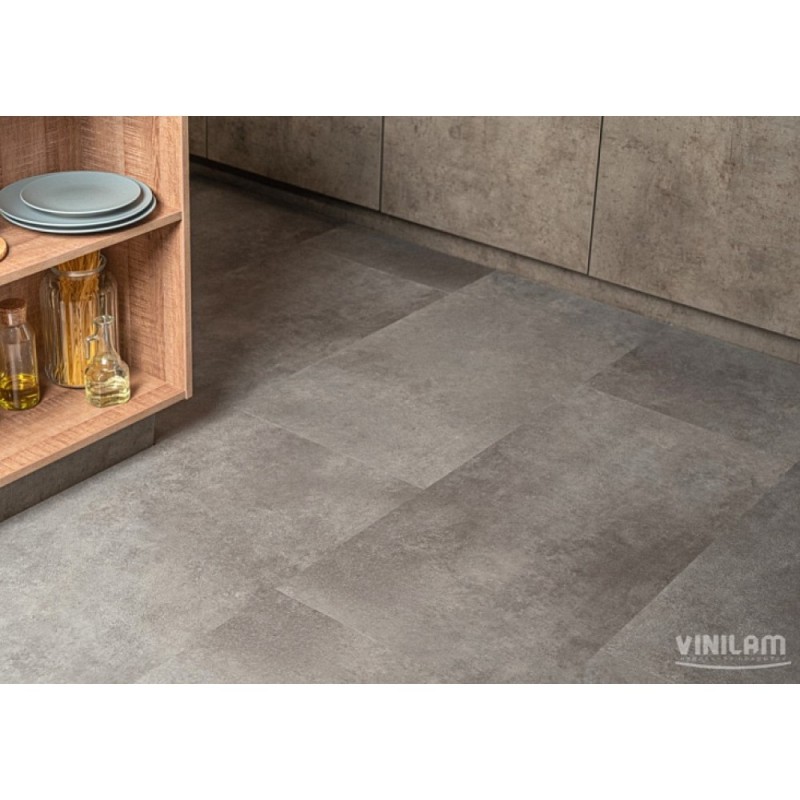 Vinilam - SPC ламинат под плитку Vinilam Ceramo Stone Цемент Стальной 71610