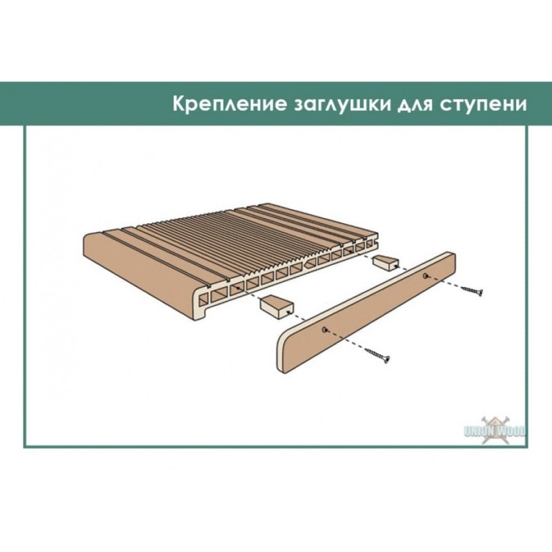 Terrapol - Ступень из ДПК пустотелая ТЕРРАПОЛ Орех Милано 1281